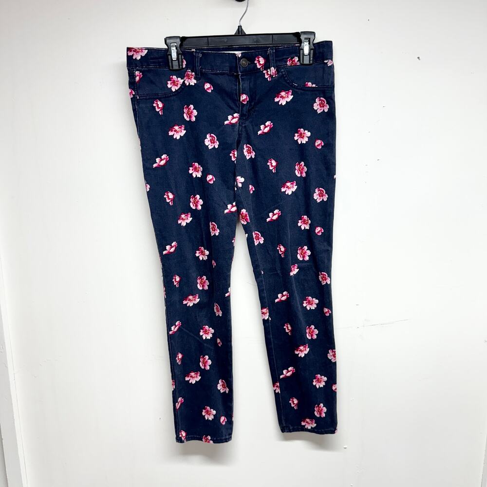 Abercrombie & Fitch Women Floral Navy Slim FItting‎ Pants Size 6 (Waist 28)